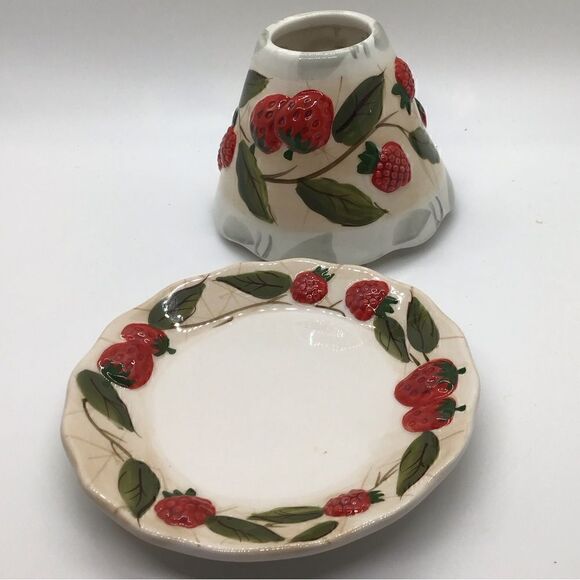 Yankee Candle Other - Yankee Candle Small Jar Candle Strawberry Tray and Shade